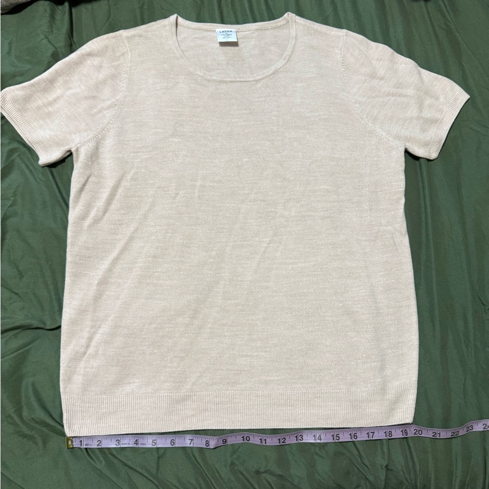 Beige Short Sleeve Knit Style Top